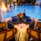 Private poolside cabana dining experience for couples at Grand Mercure Bangalore during the evening.