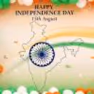 Decorative flex backdrop for Independence Day with Ashoka chakra design on orange, white, and green balloon arrangement.