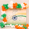 Independence Day Tiranga backdrop with vibrant balloon arch decoration