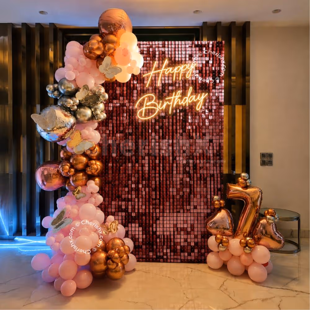 Rosegold Sequin Birthday Decor
