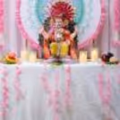 Lotus-themed DIY Ganpati decoration kit, pink garlands and a beautiful Ganpati idol display