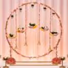 Personalized Mini Ring Stand Decoration Kit with Pearl Flower Tassels in the ring.