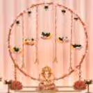 A DIY Mini Ring Stand Decoration Kit featuring MDF Lotus Accents, Golden Stand and Floral Details.
