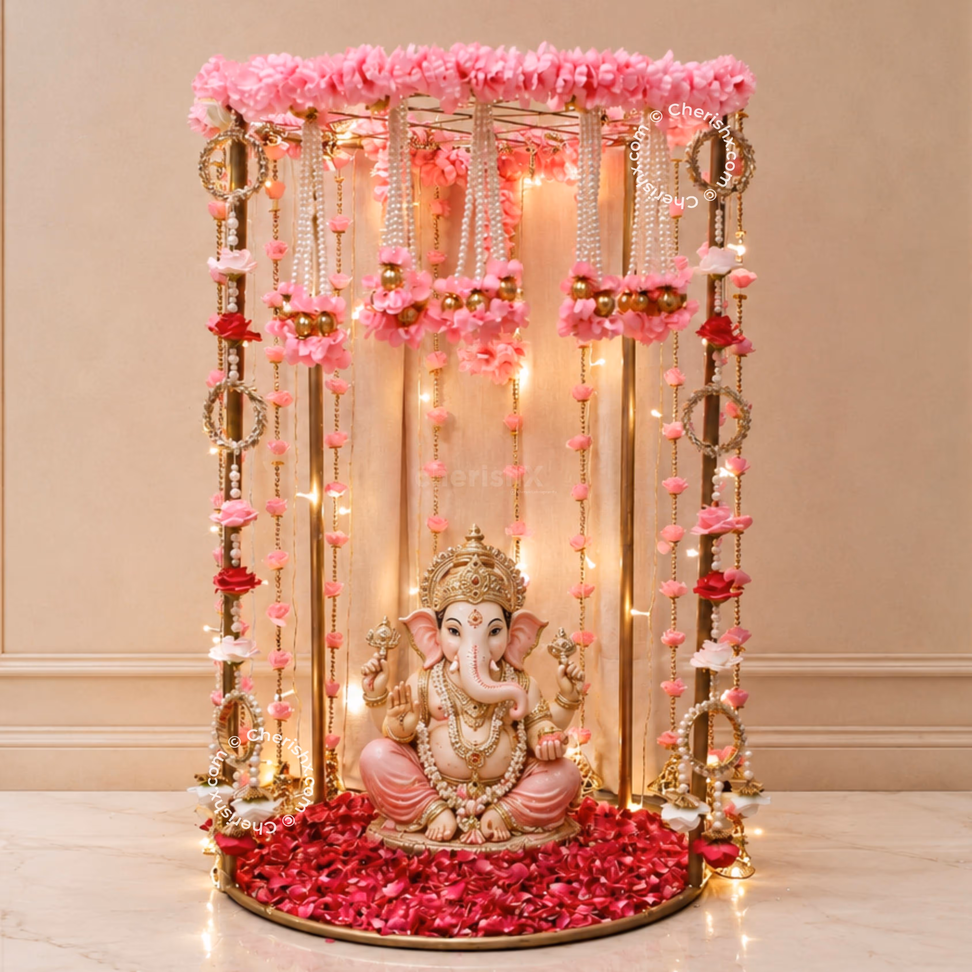 Pearl Pink Ganesh Chaturthi Decor