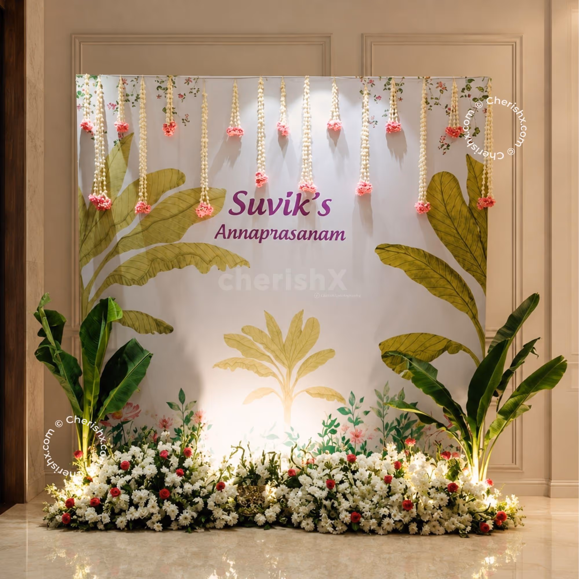 Banana Theme Annaprashan Backdrop Decoration