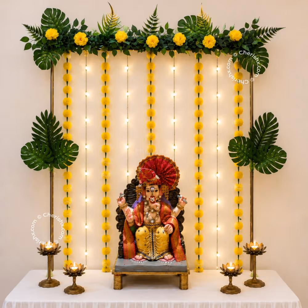 DIY Ganpati backdrop at home