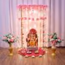 Elegant Pink Floral Ganpati Backdrop