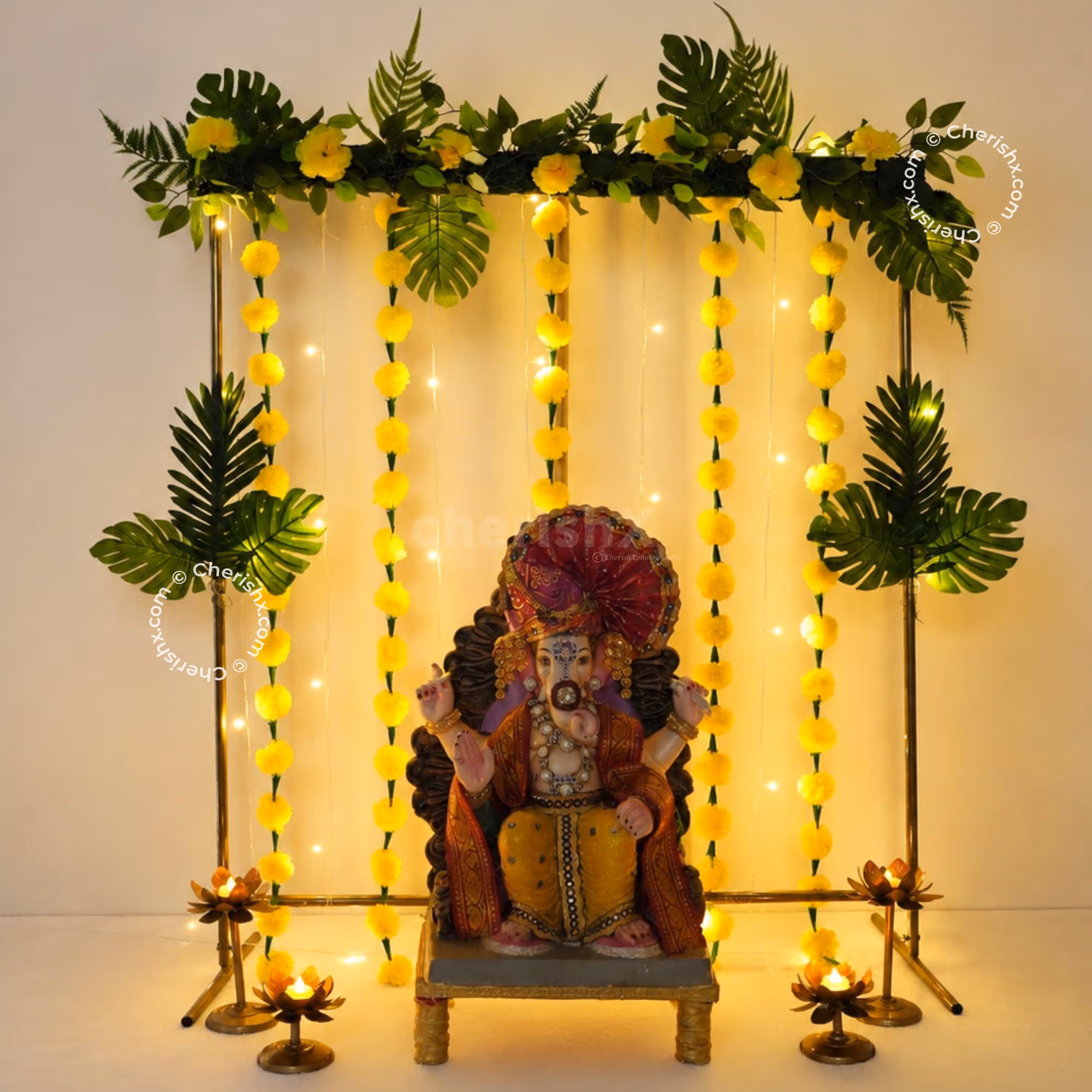 DIY Ganpati backdrop at home