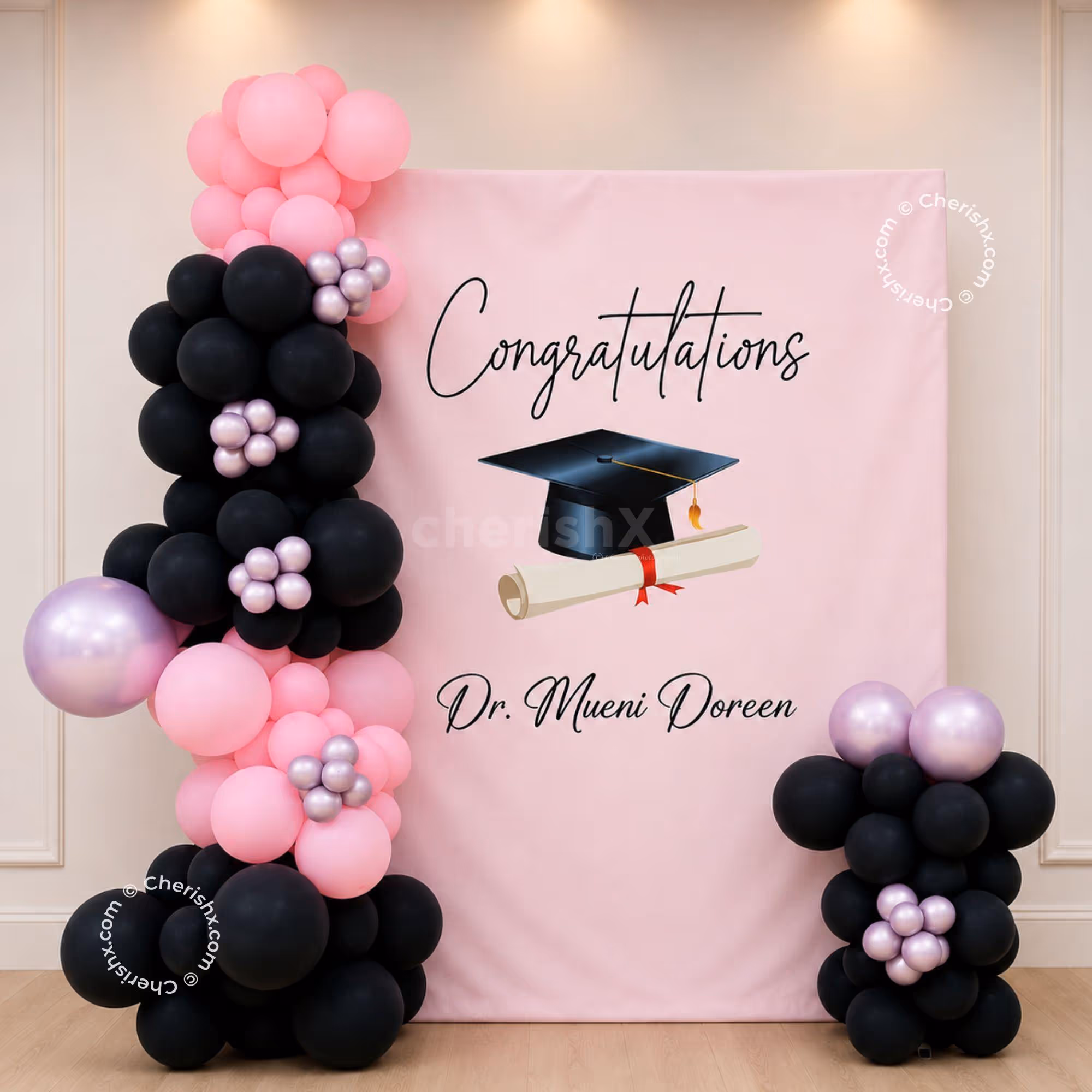 Elegant Farewell Decor with Customized Congratulations Flex