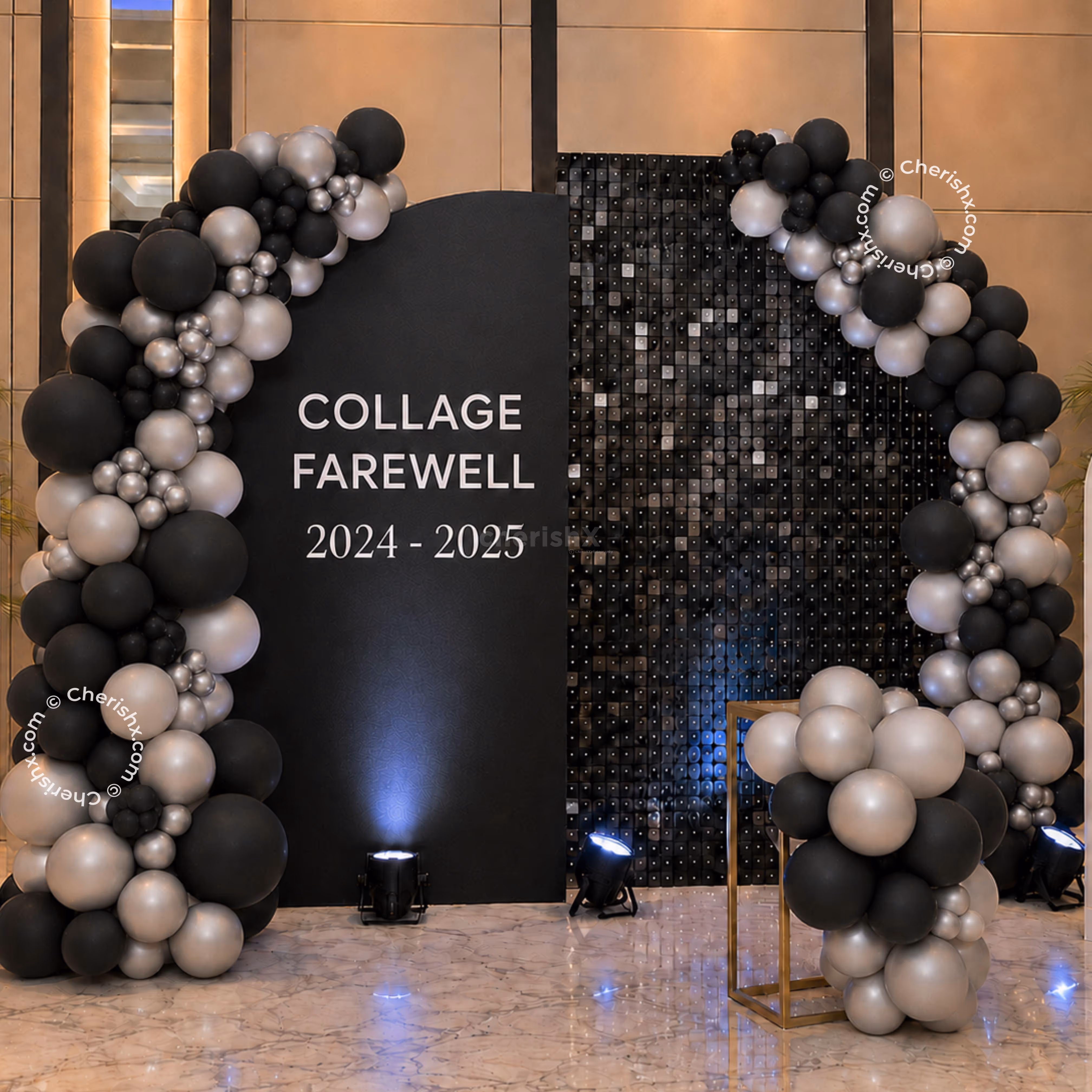 Premium farewell backdrop with personalized collage memories