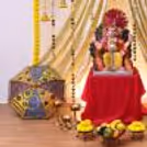Ganesh Chaturthi Pandal Decoration with Curtains, Flowers and Lights