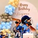 Premium sports birthday decoration with cricket-inspired backdrop
