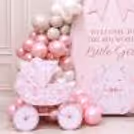 Baby welcome celebration sight balloon arch, old-fashioned beige, white and blush pink balloon frame.