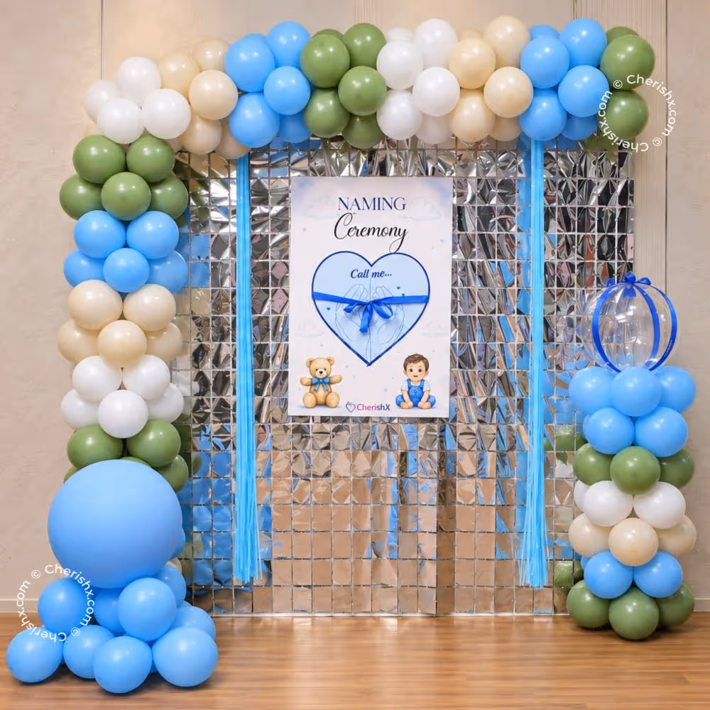 Pastel balloon decor for a beautiful name reveal celebration