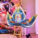 Peacock feather inspired baby name reveal board
