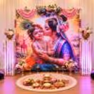 Elegant Krishna backdrop for your baby’s first food ceremony