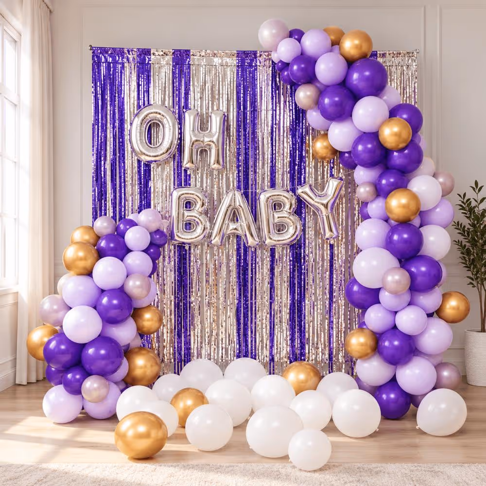Oh Baby Shower and Welcome Purple Theme Decor
