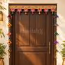Guests crafting personalised door torans with flowers, beads, bells and colourful embellishments during a festive workshop.