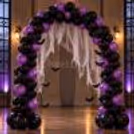 Spooky black and purple Halloween entrance balloon arch decoration