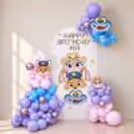 Zootopia pastel balloon arch with customized birthday backdrop