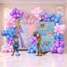 Premium Zootopia birthday backdrop with shimmer panels