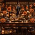 Halloween lantern and ghost decoration for restaurant, lobby and bar