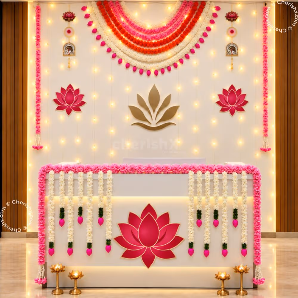 Lotus Glow Diwali Reception Decor