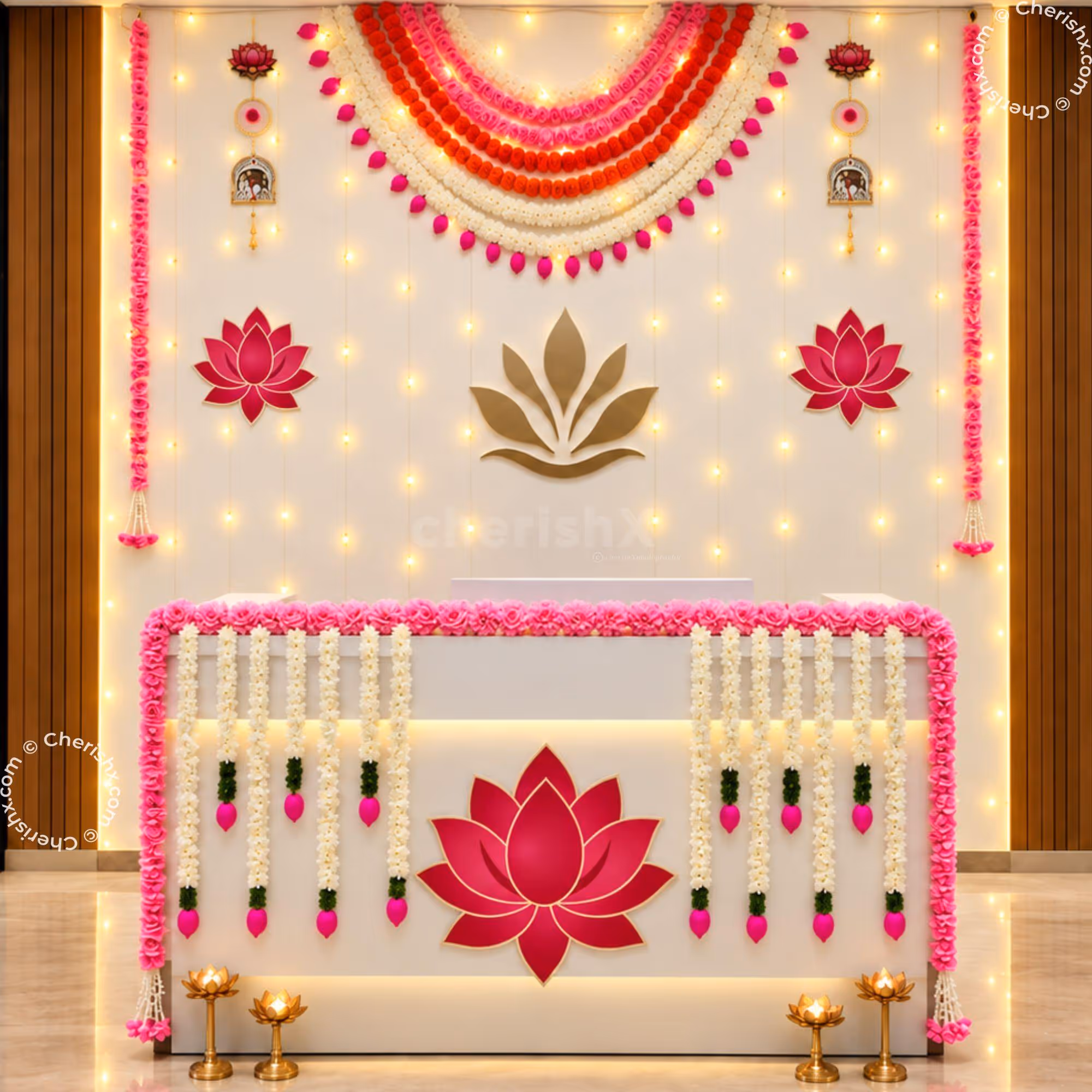 Lotus Glow Diwali Reception Decor