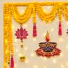 Premium Office Diwali Decor with Pearl Flower Hangings and Layered Marigold Garlands.