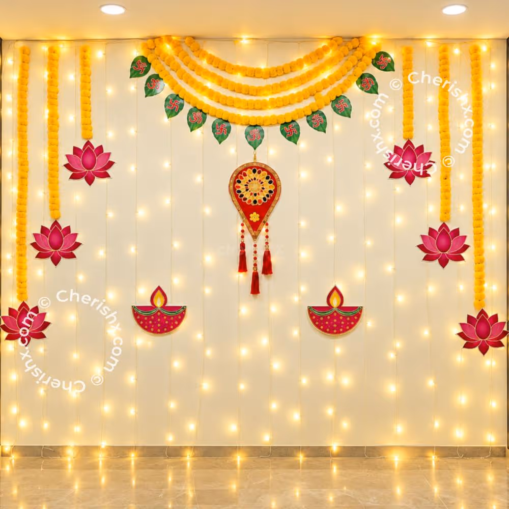 Quick and Elegant Diwali Reception Wall Decoration by CherishX