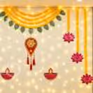 Beautiful Diwali Office Decor with Yellow Flower Garlands and Fairy Lights