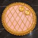 Pink festive thali design with golden borders, decorative bead patterns and traditional diya decorations.