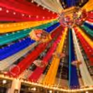 Beautiful multicolour fabric draping for a festive look.