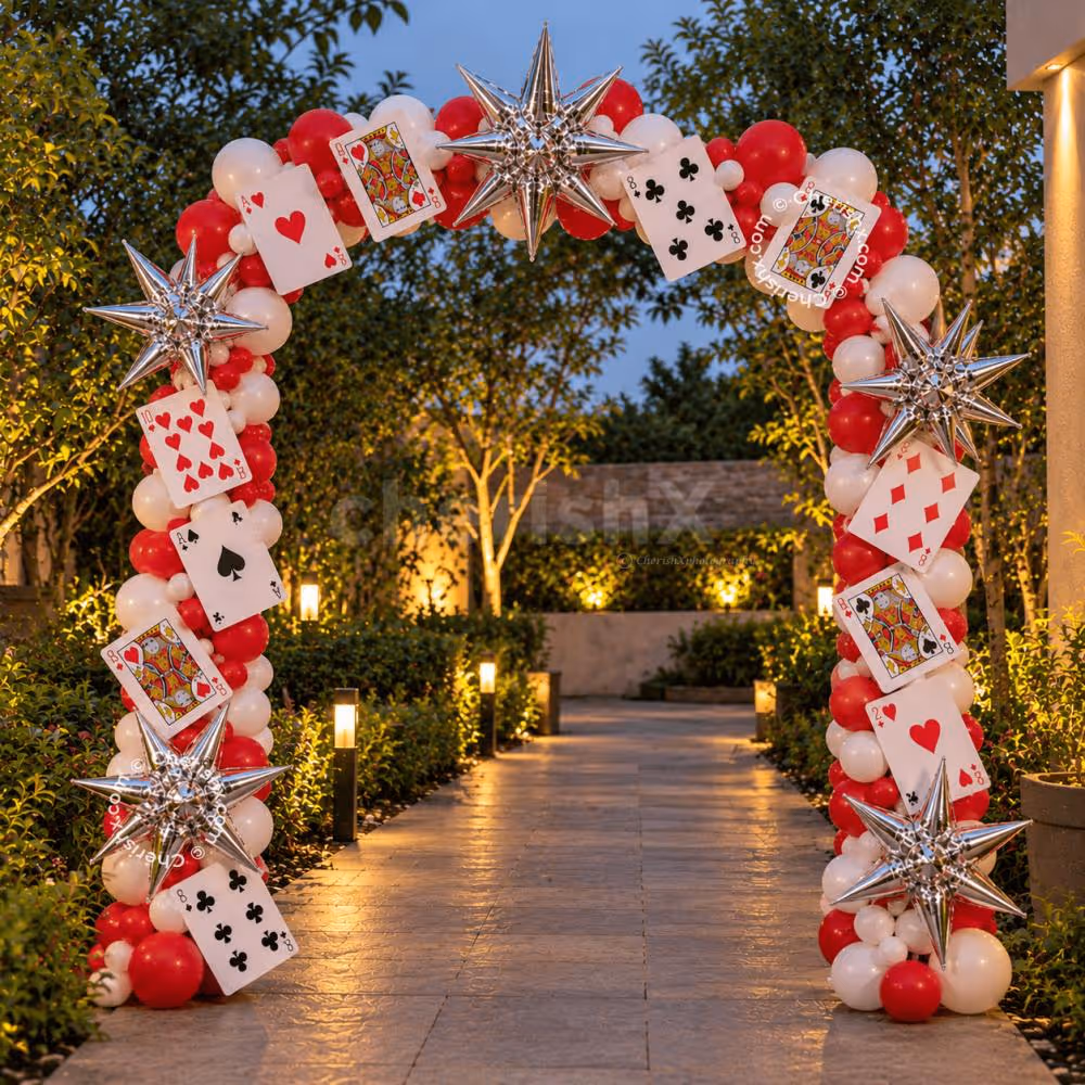 Red & White Casino Balloon Arch