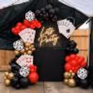 Casino Backdrop with Playing Cards and Dice Props