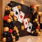 Casino Party Backdrop with Playing Cards and Dice