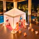 Romantic Poolside Cabana Dining Setup at Taj Dwarka for Karwa Chauth