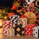 Red Black Gold Casino Party Ring Setup