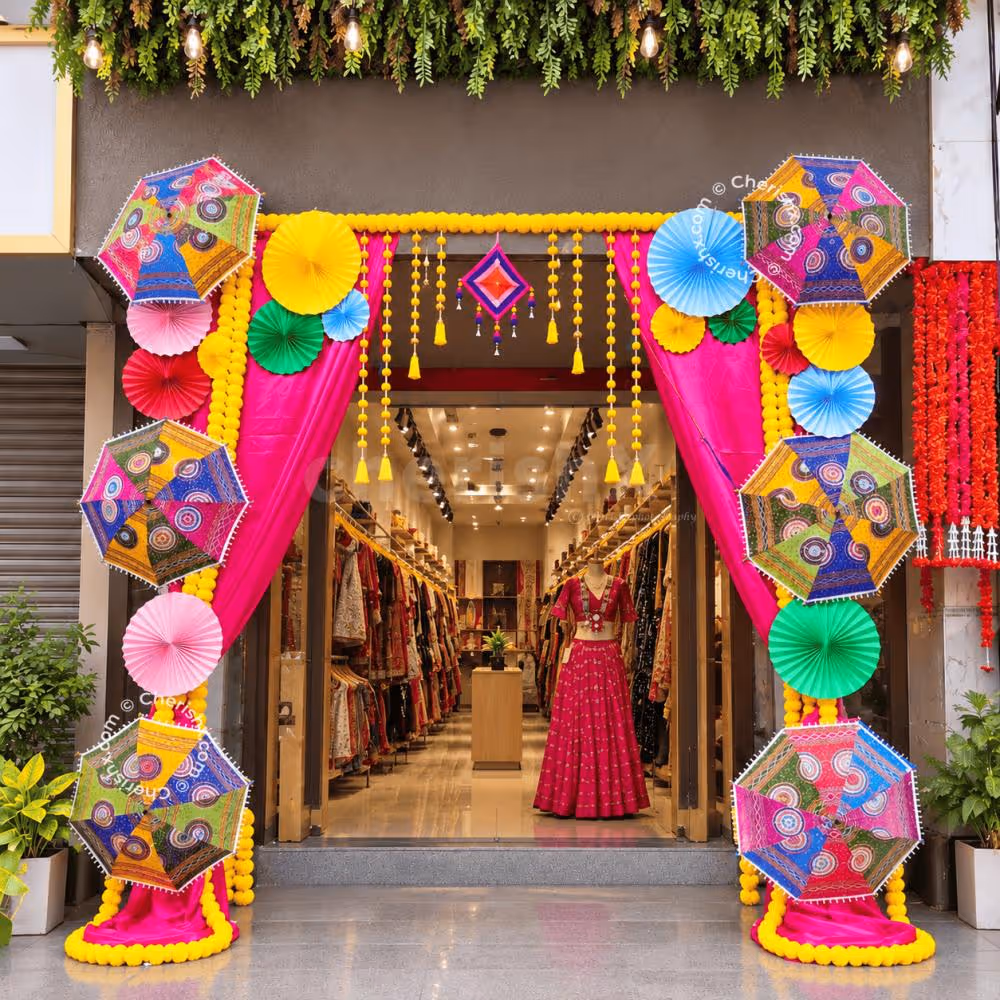 Bright Diwali Reception and Entrance Decor