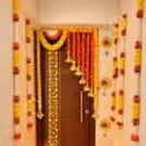 Decorative Mud Pots with Marigold garlands for Diwali Entrance Decor