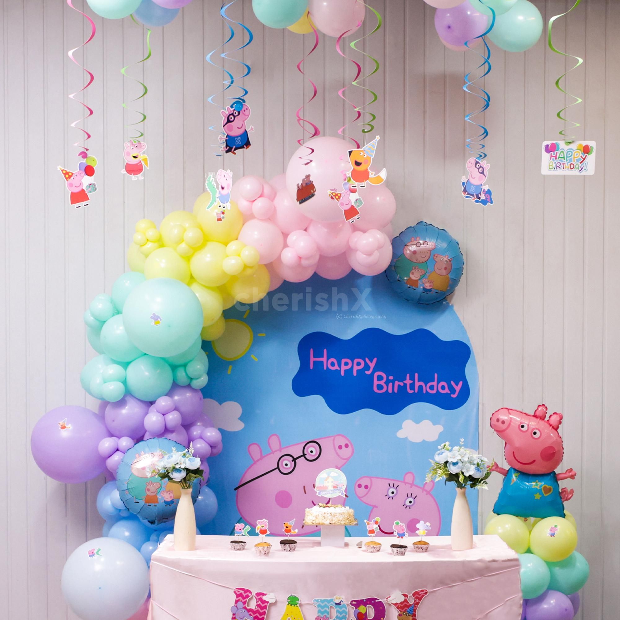 Peppa pig balloons shine bright in every insta worthy birthday photo