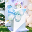 Beautiful white round gift and flower table.