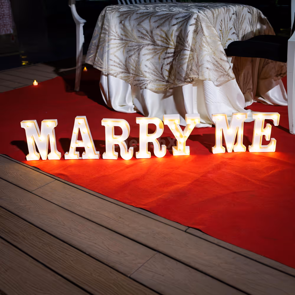 marry me letters for proposal setup