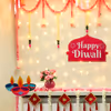 Happy Diwali sunboard, and lotus cutouts add positivity to the celebration