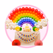 Colorful rainbow kids party decoration for girl