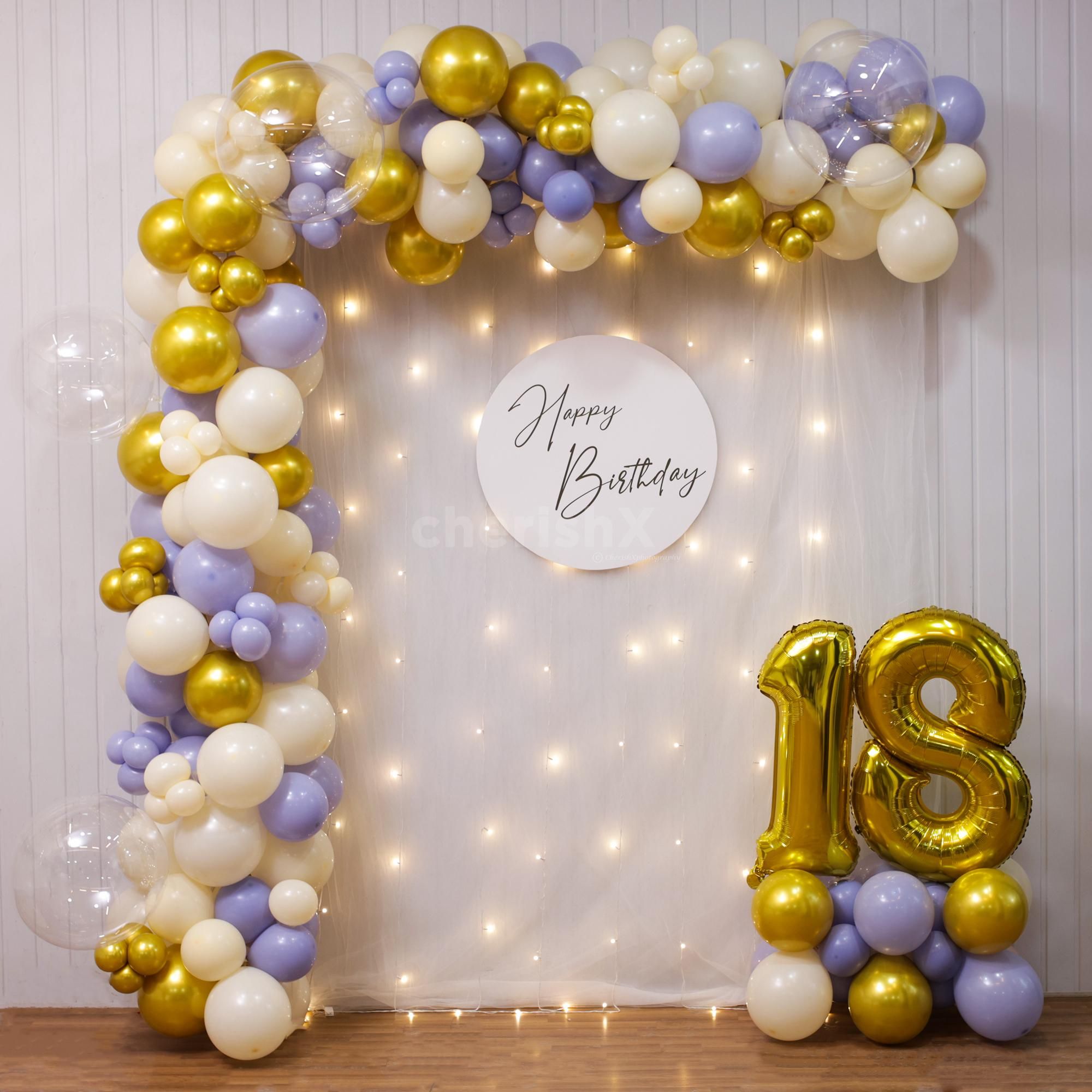Announce your age amid birthday’s colorful balloons and fairy lights’ glow