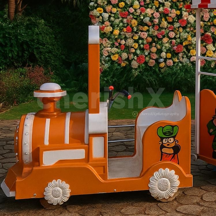 Kids enjoy cheerful rides around the event area in complete safety