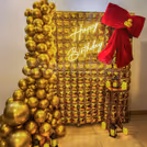 Square foil with round chrome and macron balloons creates amazing visuals