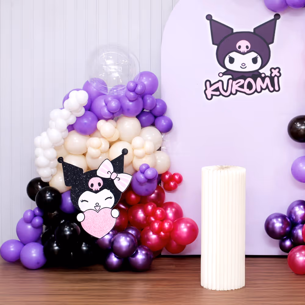 Goofy Kuromi cutout adds playfulness to the setting.