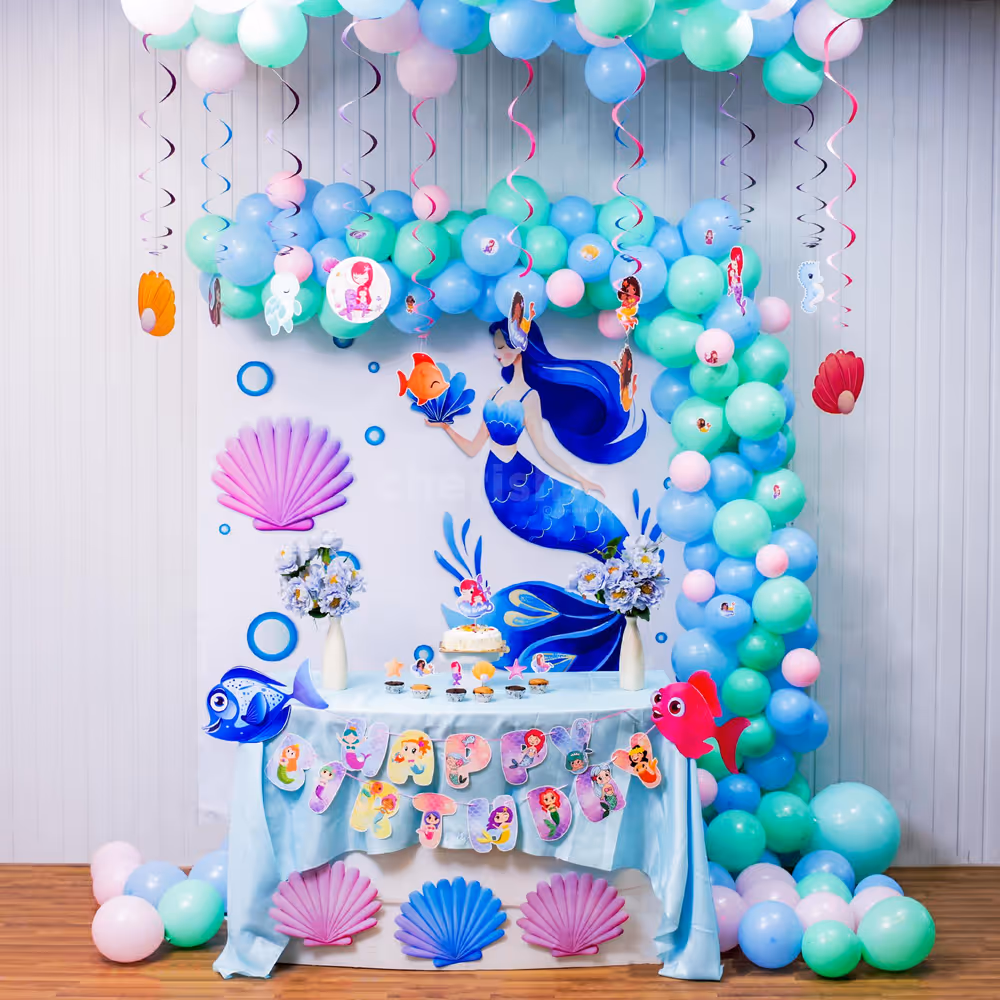 Fish swam in frosting while shells guarded the cupcake stash